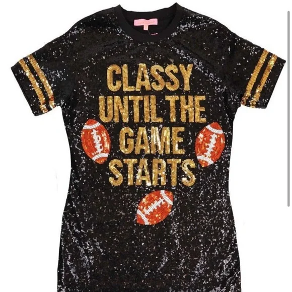 Sequin Classy Until The Game Star Football Dress  -  S/M - Picture 4 of 6